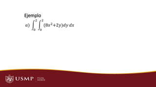 Ejemplo
𝑎) න
0
2
න
0
2
(8𝑥2+2𝑦)𝑑𝑦 𝑑𝑥
 