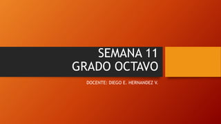 SEMANA 11
GRADO OCTAVO
DOCENTE: DIEGO E. HERNANDEZ V.
 