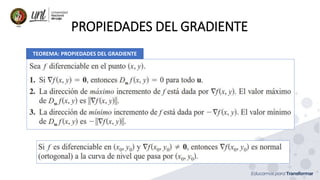 PROPIEDADES DEL GRADIENTE
TEOREMA: PROPIEDADES DEL GRADIENTE
 