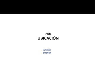 ● INTERIOR
● EXTERIOR
POR
UBICACIÓN
 