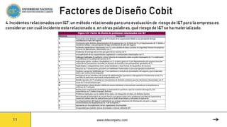 Factores de Diseño Cobit
4. Incidentes relacionados con I&T: un método relacionado para una evaluación de riesgo de I&T pa...