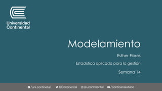 Modelamiento
Esther Flores
Estadística aplicada para la gestión
Semana 14
 