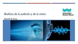 Biofísica de la audición y de la visión
Docente: N. Cerna
 