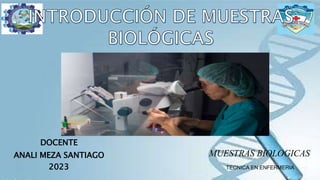 DOCENTE
ANALI MEZA SANTIAGO
2023
MUESTRAS BIOLOGICAS
TECNICA EN ENFERMERIA
 