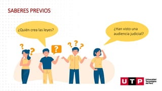 SABERES PREVIOS
¿Han visto una
audiencia judicial?
¿Quién crea las leyes?
 