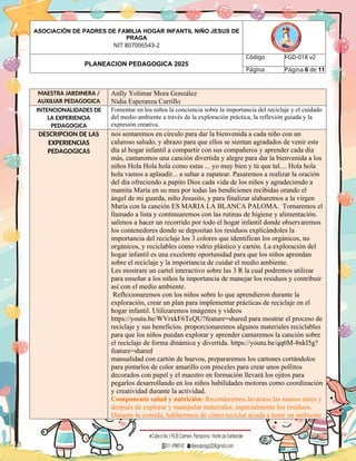 planeacion pedagogica para los grupos de prejardin y jardin | DOCX