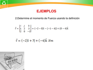 EJEMPLOS 2.Determine el momento de Fuerza usando la definición 