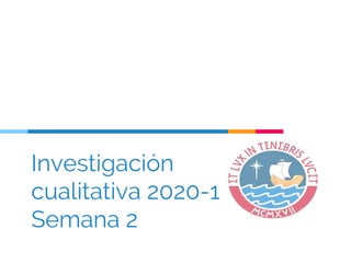 Investigación
cualitativa 2020-1
Semana 2
 