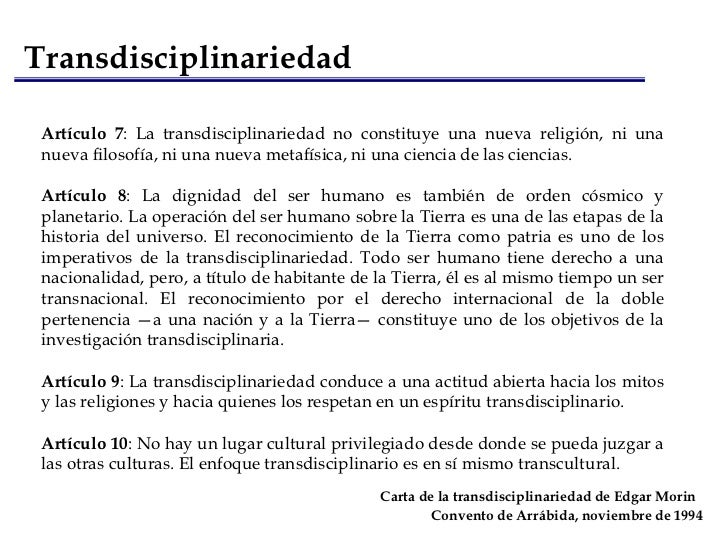 De la disciplinariedad a la transdisciplinariedad