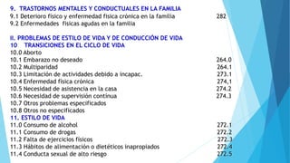 9. TRASTORNOS MENTALES Y CONDUCTUALES EN LA FAMILIA
9.1 Deterioro físico y enfermedad fisica crónica en la familia 282
9.2...