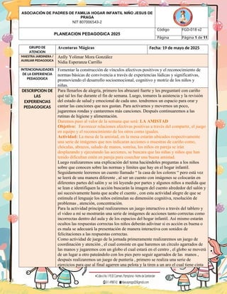 planeacion pedagogica para los grupos de prejardin y jardin | DOCX