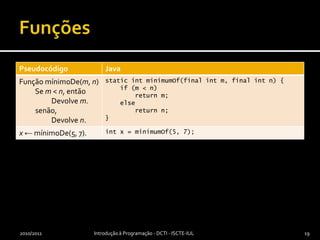 Funções2010/2011Introdução à Programação - DCTI - ISCTE-IUL19