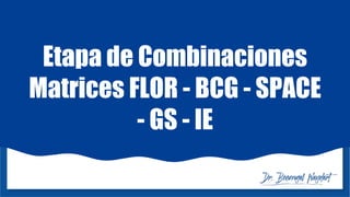 Etapa de Combinaciones
Matrices FLOR - BCG - SPACE
- GS - IE
 