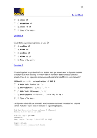 Semana 4 y 5 la shell bash guia de ejercicios resuelta | PDF
