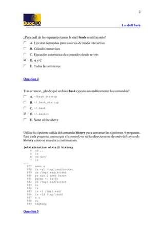 Semana 4 y 5 la shell bash guia de ejercicios resuelta | PDF