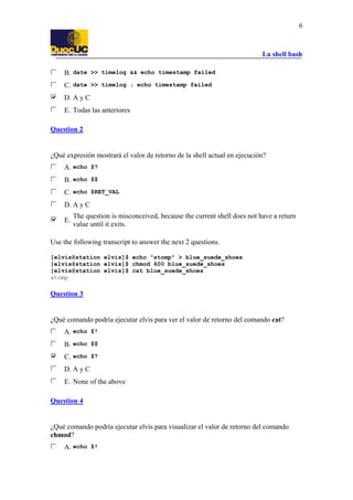 Semana 4 y 5 la shell bash guia de ejercicios resuelta | PDF