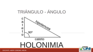 TRIÁNGULO - ÁNGULO
HOLONIMIADOCENTE: MERY CORONEL MEJÍA
 