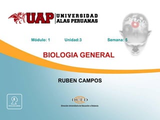 RUBEN CAMPOS
BIOLOGIA GENERAL
Módulo: 1 Unidad:3 Semana: 5
 
