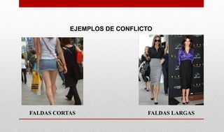 EJEMPLOS DE CONFLICTO
FALDAS CORTAS FALDAS LARGAS
 