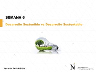 Docente: Tania Valdivia
SEMANA 6
Desarrollo Sostenible vs Desarrollo Sustentable
 