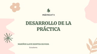 DESARROLLO DE LA
PRÁCTICA


MARIÑOS LLAVE DANITZA SILVANA
Estudiante:
PRÁCTICA N° 6


 