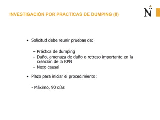 INVESTIGACIÓN POR PRÁCTICAS DE DUMPING (II)
 