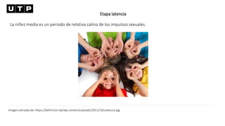 Etapa latencia
La niñez media es un periodo de relativa calma de los impulsos sexuales.
Imagen extraída de: https://definicion.de/wp-content/uploads/2011/10/Latencia.jpg
 