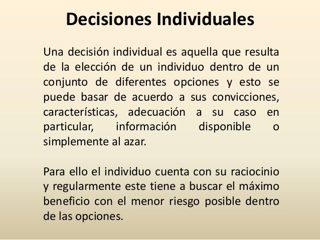 Resultado de imagen para decisiones individuales