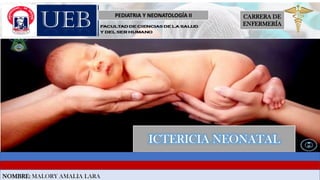 CARRERA DE
ENFERMERÍA
PEDIATRIA Y NEONATOLOGÍA II
ICTERICIA NEONATAL
NOMBRE: MALORY AMALIA LARA
 