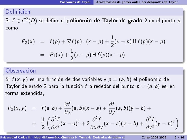 Polinomios De Taylor Formas Cuadr ticas Polinomios De Taylor Formas Cuadr ticas