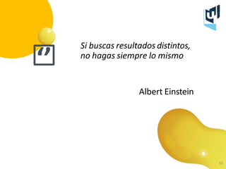 ‘’
Si buscas resultados distintos,
no hagas siempre lo mismo
Albert Einstein
53
 