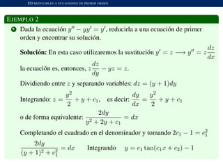 Dy Yy Ecuaciones Reducibles a Primer Orden | PDF
