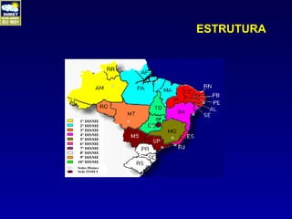 ESTRUTURA




 1º DISME
 2º DISME
 3º DISME
 4º DISME
 5º DISME
 6º DISME
 7º DISME
 8º DISME
 9º DISME
10º DISME
Sedes Dismes
Sede INMET
 