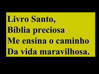 Livro Santo, Bíblia preciosa Me ensina o caminho Da vida maravilhosa. 