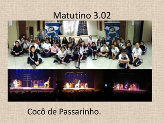 Matutino 3.02

Cocô de Passarinho.

 