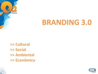 >> Cultural >> Social >> Ambiental >> Econômica BRANDING 3.0 