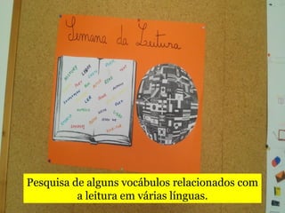 Pesquisa de alguns vocábulos relacionados com
a leitura em várias línguas.
 