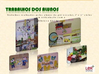 Trabalhos realizados pelos alunos do pré-escolar, 1º e 2º ciclos em articulação com a  Biblioteca ESCOLAR. 