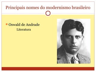 Principais nomes do modernismo brasileiro
Oswald de Andrade
Literatura
 