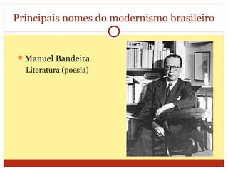 Principais nomes do modernismo brasileiro
Manuel Bandeira
Literatura (poesia)
 