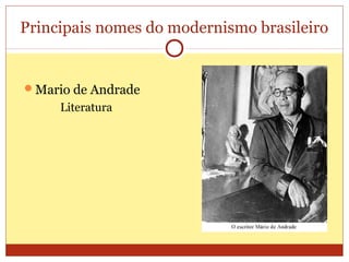 Principais nomes do modernismo brasileiro
Mario de Andrade
Literatura
 