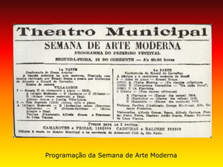 Programação da Semana de Arte Moderna  