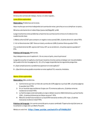 Semanadel 28 de septiembre al 2de octubre de 2020.
Arranca otra semanade trabajo,manos a la obra 3 grado…
Lunes28 de septi...