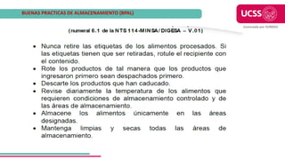 Licenciada por SUNEDU
BUENAS PRACTICAS DE ALMACENAMIENTO (BPAL)
 