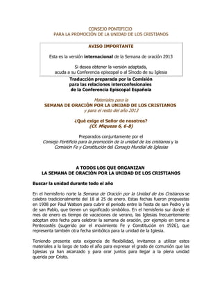 Semana oracion por la unidad de los cristianos | PDF