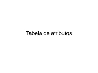 Tabela de atributos
 