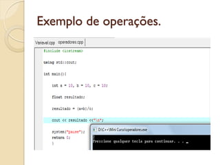 Exemplo de operações.
 