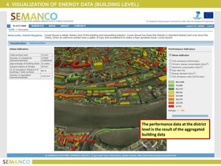 4. VISUALIZATION OF ENERGY DATA (BUILDING LEVEL)




                                                                              These indicators
                                                                              are provided by
                                                                              the ontology



                                                   The performance data at the district
                                                   level is the result of the aggregated
                                                   building data
 
