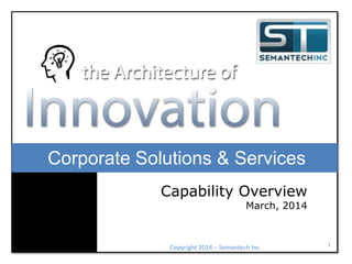 Corporate Solutions & Services
Capability Overview

March, 2014

Copyright 2014 – Semantech Inc.

1

 