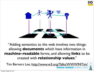 “Adding semantics to the web involves two things:
       allowing documents which have information in
      machine-readab...
